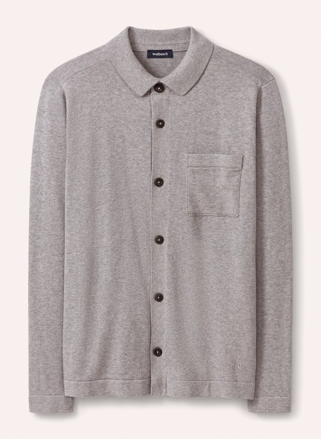 Abbildung Geknöpftes Strickpolo in der Farbe Grau Melange Abbildung Geknöpftes Strickpolo in der Farbe Grau Melange