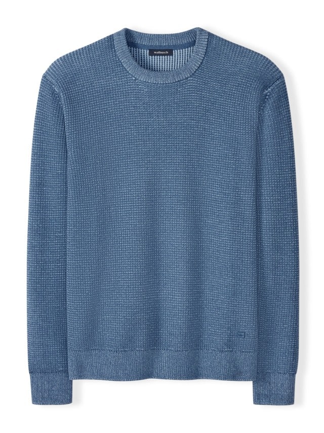 Abbildung Strukturpullover Bicolor in Jeansblau Abbildung Strukturpullover Bicolor in Jeansblau