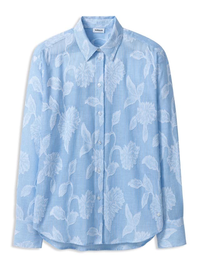 Abbildung Hemdbluse mit Streifen in Meerblau Abbildung Hemdbluse mit Streifen in Meerblau