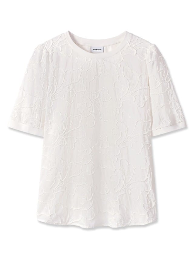 Blusenshirt mit Stickerei in Weiß Blusenshirt mit Stickerei in Weiß