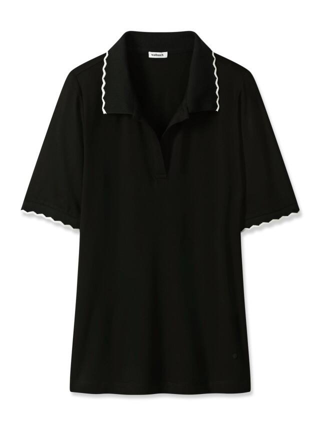 Poloshirt Wellenkante in Schwarz Poloshirt Wellenkante in Schwarz