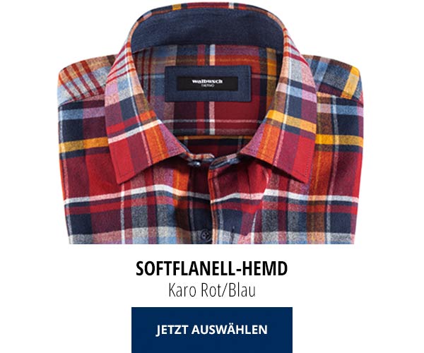 Softflanell-Hemd Karo Rot/Blau | Walbusch