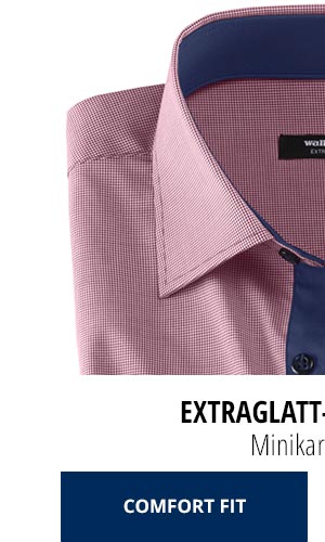 Extraglatt-Hemd Kent Comfort Fit, Minikaro Beere | Walbusch