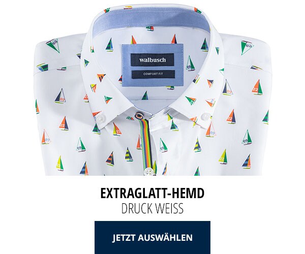 Extraglatt-Hemd - Druck Weiß | Walbusch