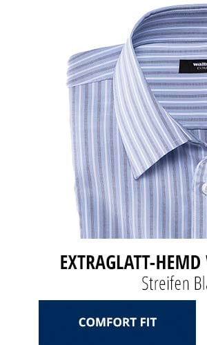 Extraglatt-Hemd Walbusch-Kragen, Streifen Blau/Marine | Walbusch