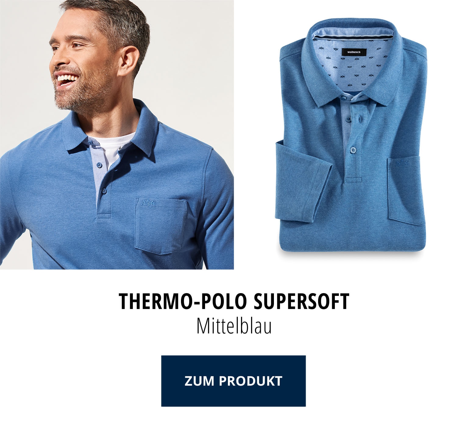 Thermo-Polo Supersoft - Mittelblau | Walbusch