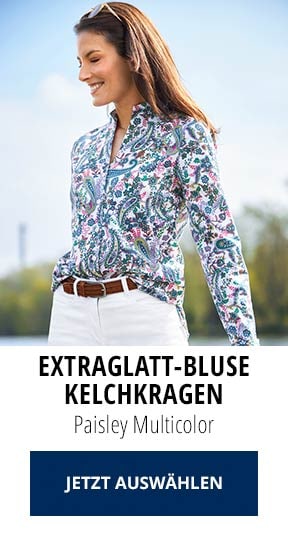 Extraglatt-Bluse Kelchkragen Paisley Multicolor | Walbusch