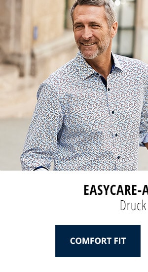 Easycare-Aktiv-Hemd Comfort Fit - Druck Weiß | Walbusch