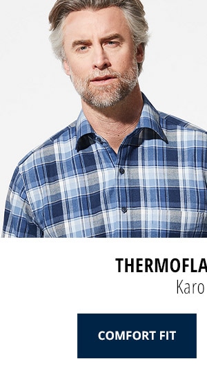 Thermoflanell-Hemd, Comfort Fit - Karo Blau | Walbusch