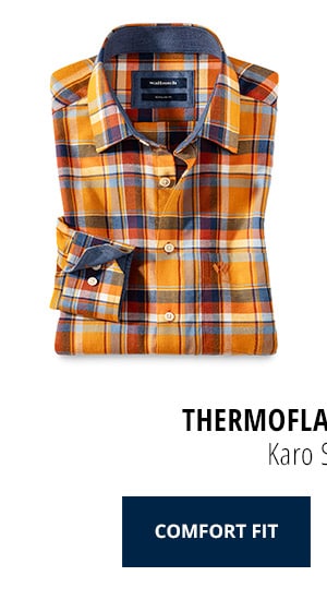 Thermoflanell-Hemd, Comfort Fit - Karo Safran | Walbusch