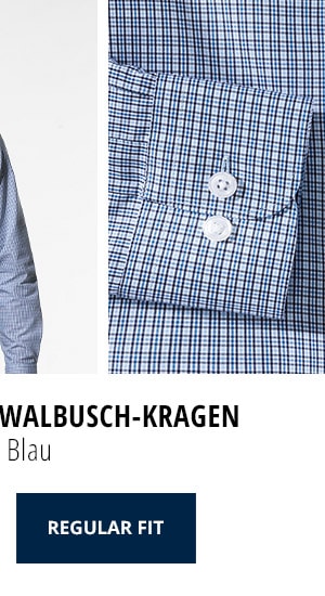 Extraglatt-Hemd Walbusch-Kragen Regular Fit - Vichy Blau | Walbusch