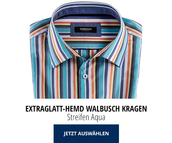Extraglatt-Hemd Walbusch-Kragen Streifen Aqua | Walbusch