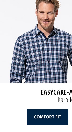 Easycare-Aktiv-Hemd Comfort Fit - Karo Marine | Walbusch