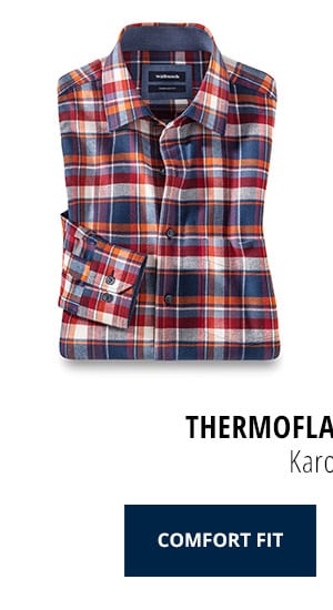 Thermoflanell-Hemd, Comfort Fit - Karo Rot | Walbusch