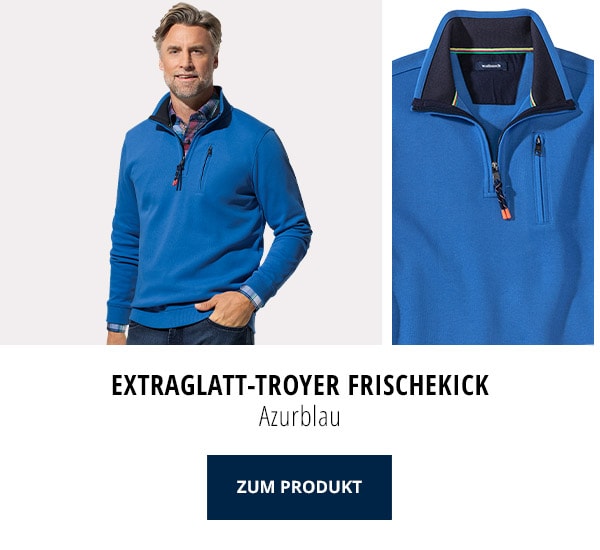 Extraglatt-Troyer Frischekick - Azurblau | Walbusch