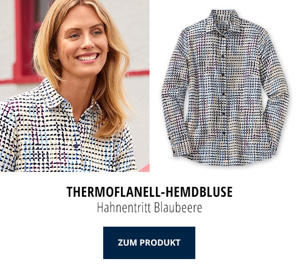 Thermoflanell-Hemdbluse Hahnentritt Blaubeere | Walbusch