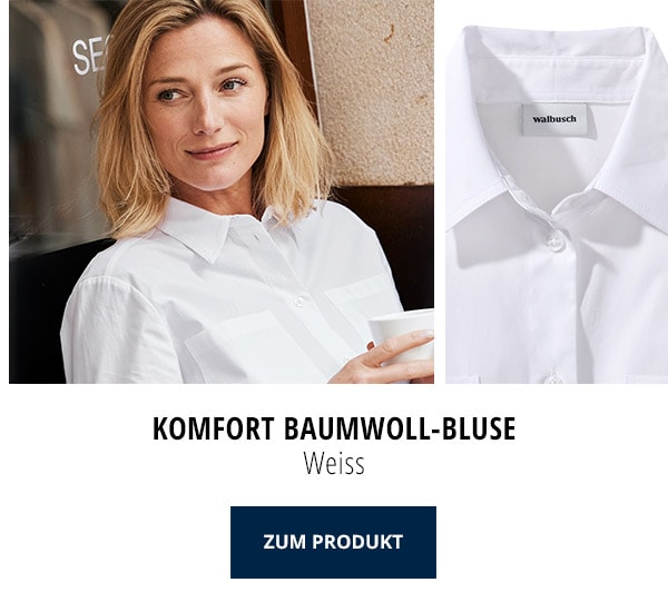 Extraglatt Baumwoll-Bluse Weiss | Walbusch