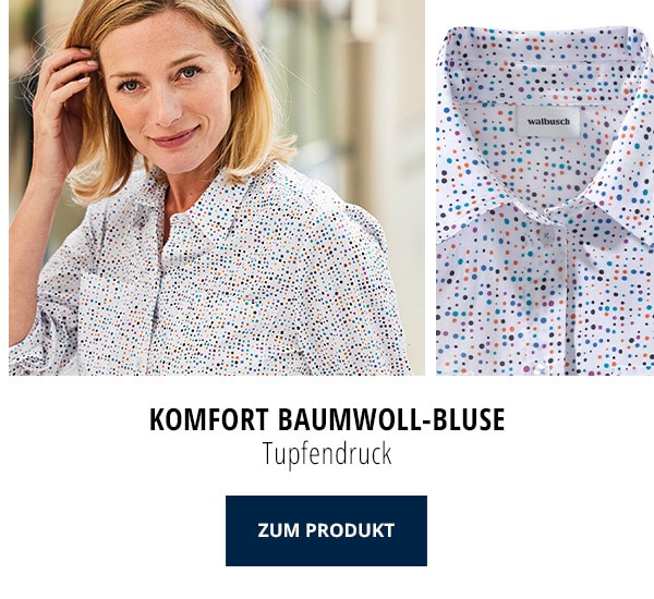 Komfort Baumwoll-Bluse Tupfendruck | Walbusch