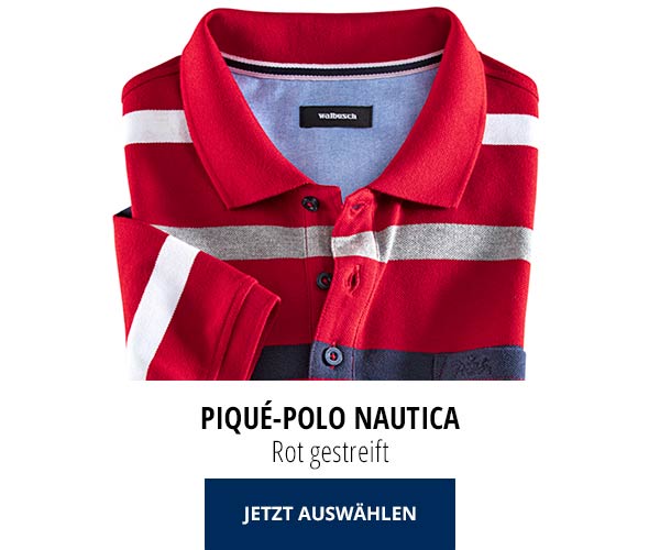 Piqué-Polo Nautica Rot gestreift | Walbusch