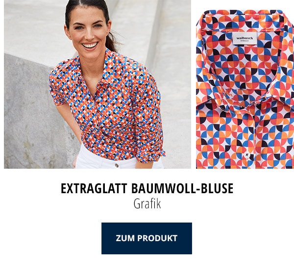 Extraglatt Baumwoll-Bluse - Grafik | Walbusch