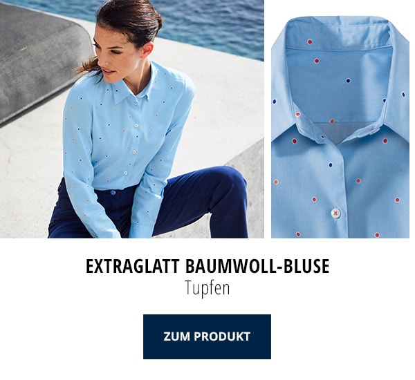 Extraglatt Baumwoll-Bluse - Tupfen | Walbusch