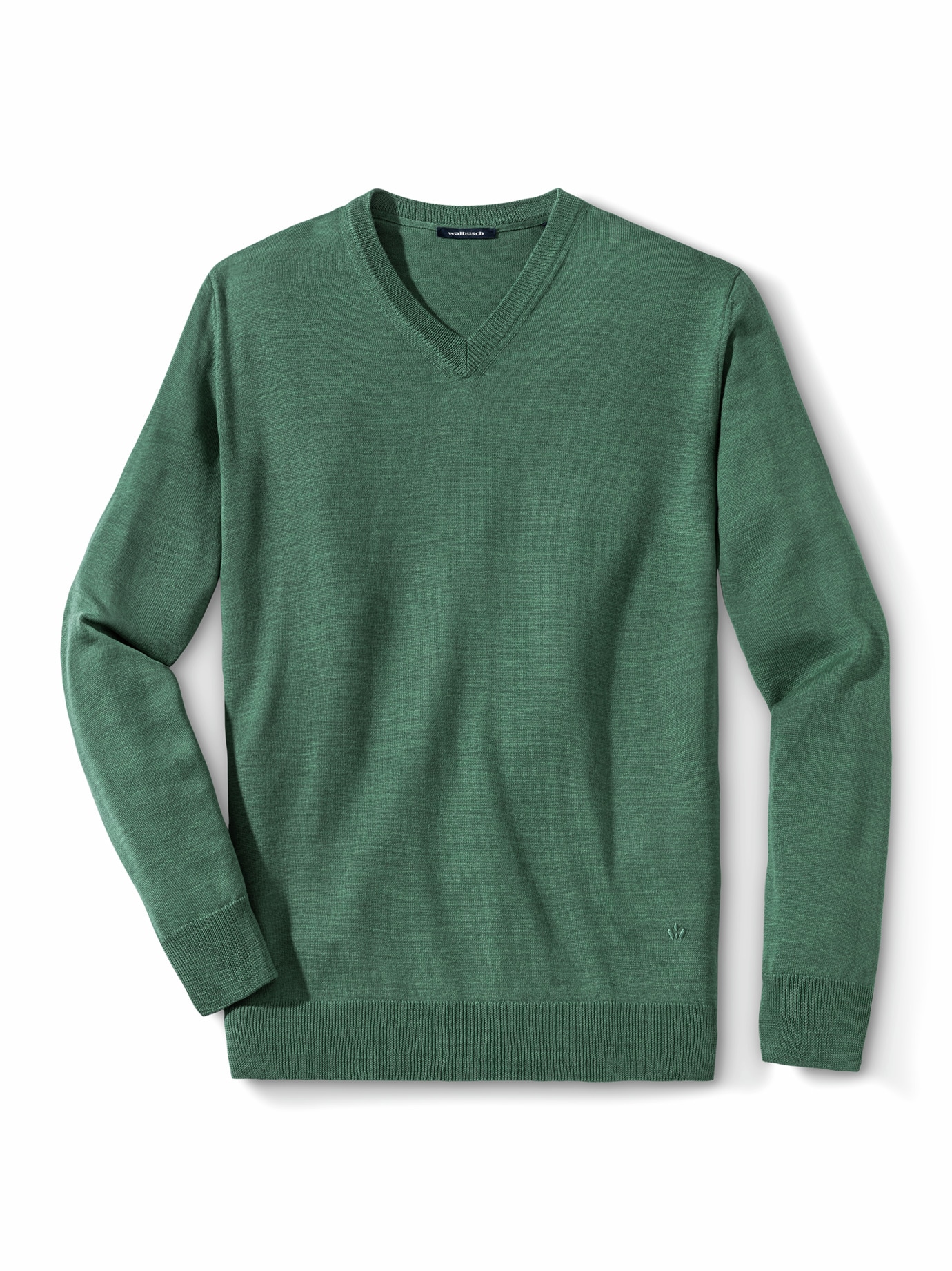 Merino-Mix V-Pullover Lindgrün