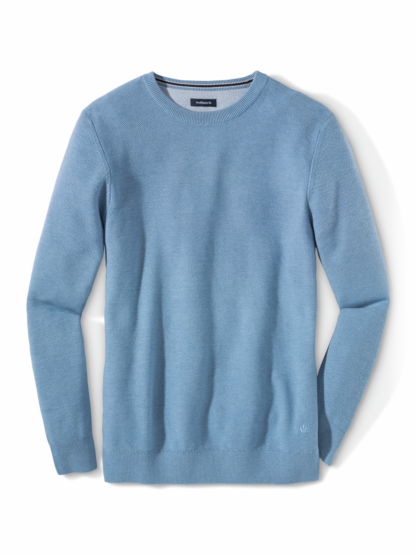 Struktur-Pullover Soft Cotton Hellblau