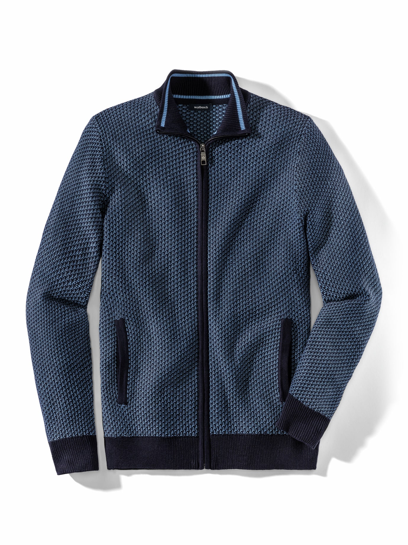 Zip-Strickjacke Klimawunder Marine/Mittelblau