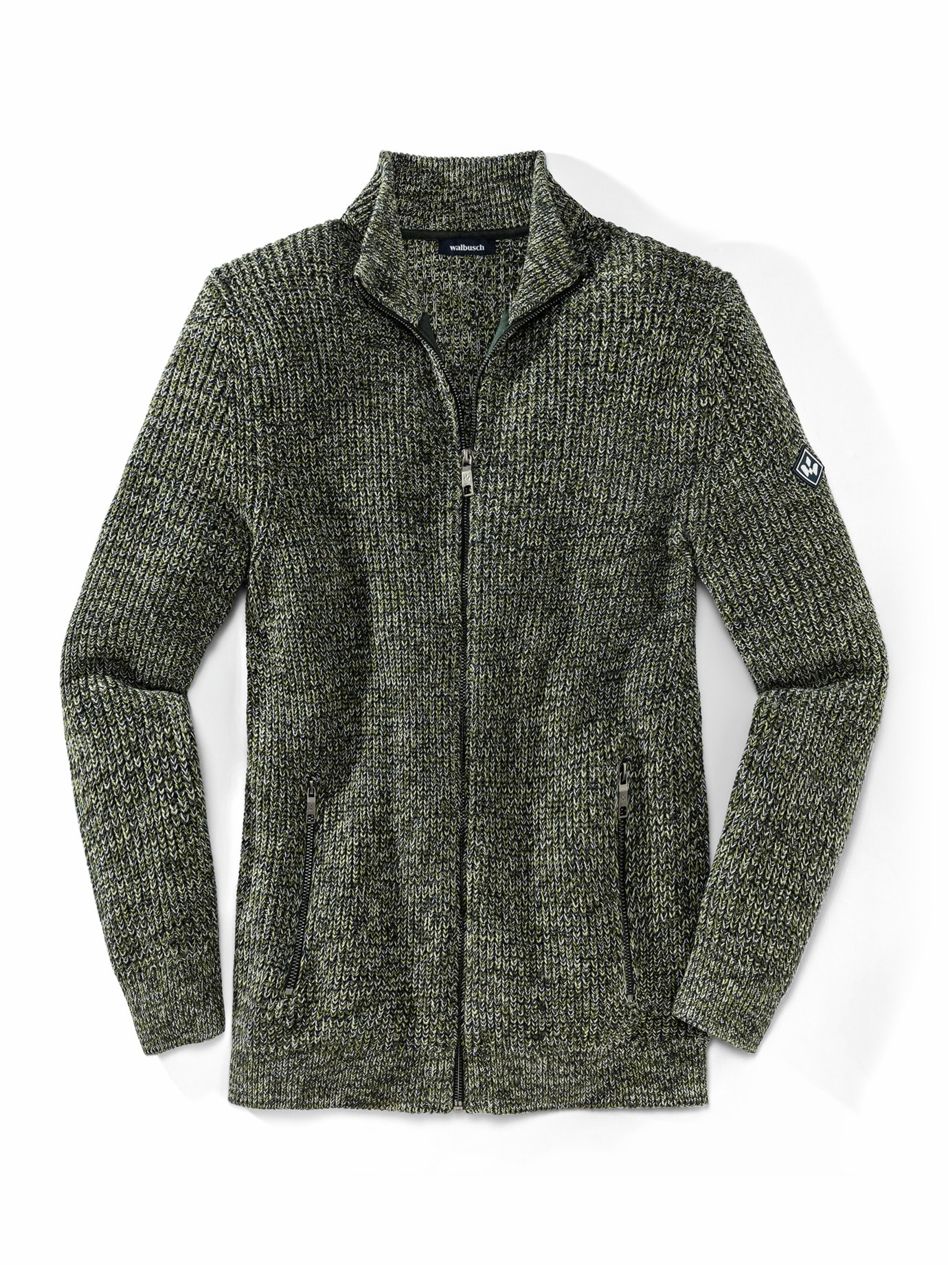 Mouline Zip-Jacke Moosgrün