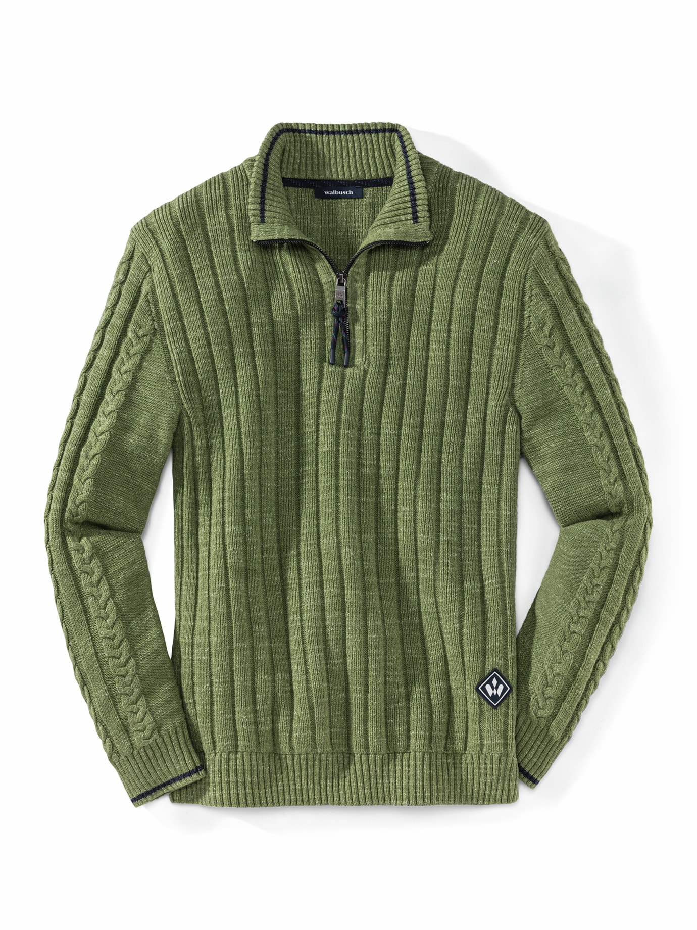 Zip-Troyer Natural Cotton Moosgrün