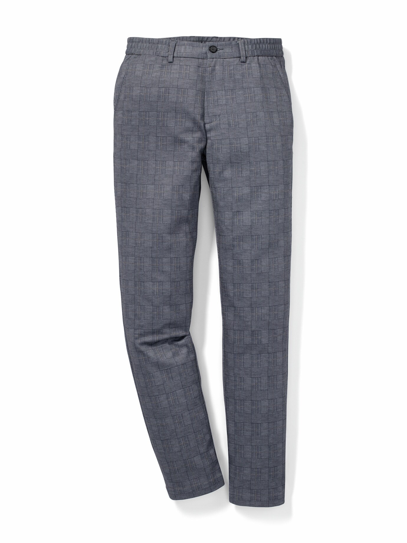 Extraglatt-Travelhose Karo Mittelblau