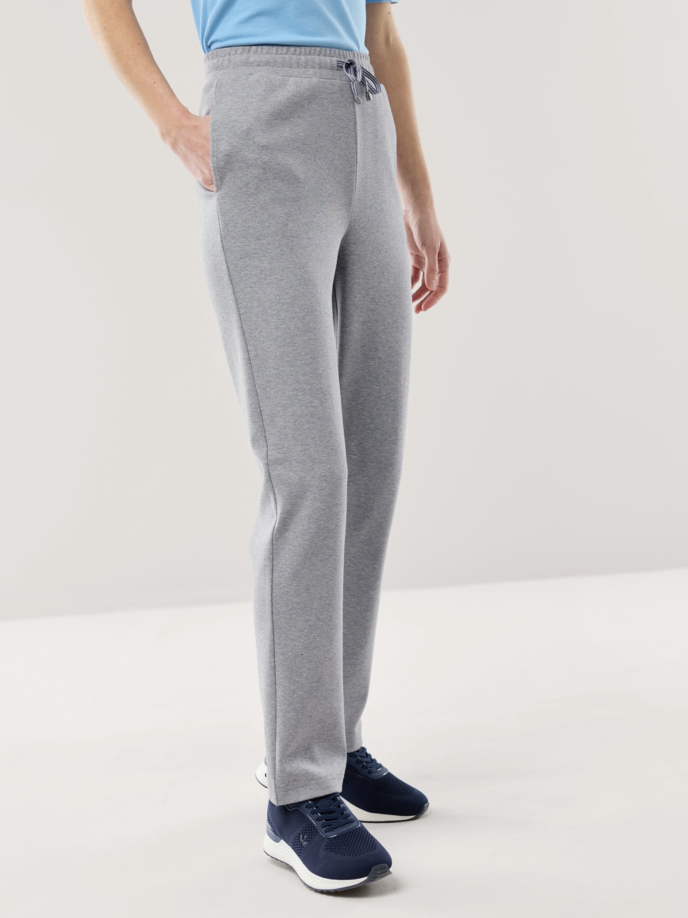 Baumwollstretch Hose Grau Melange