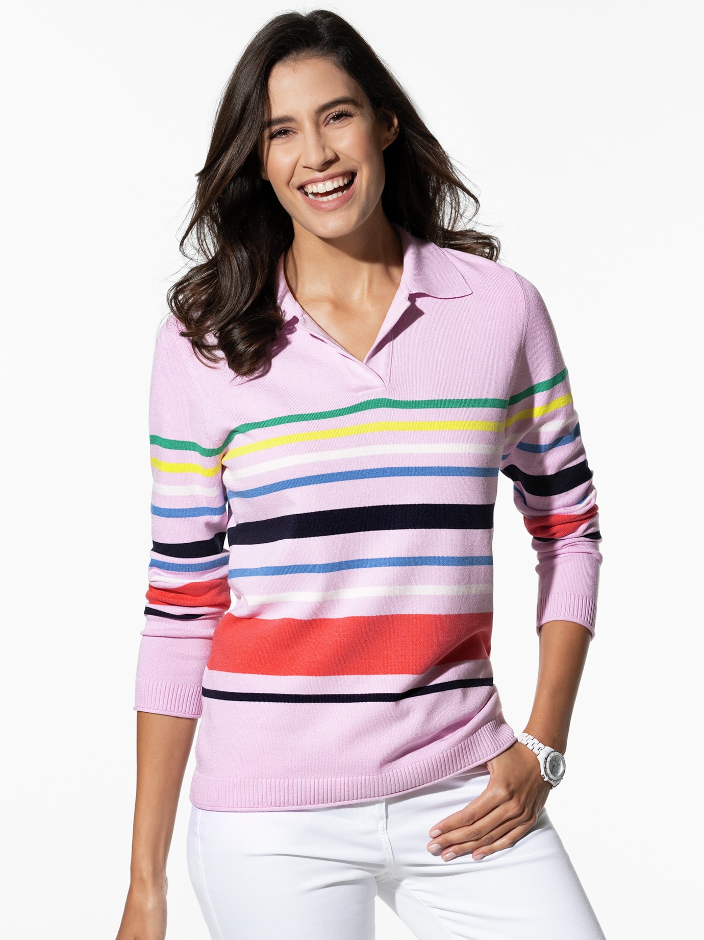 Viskose-Polo Hautschmeichler Multiringel Rosa