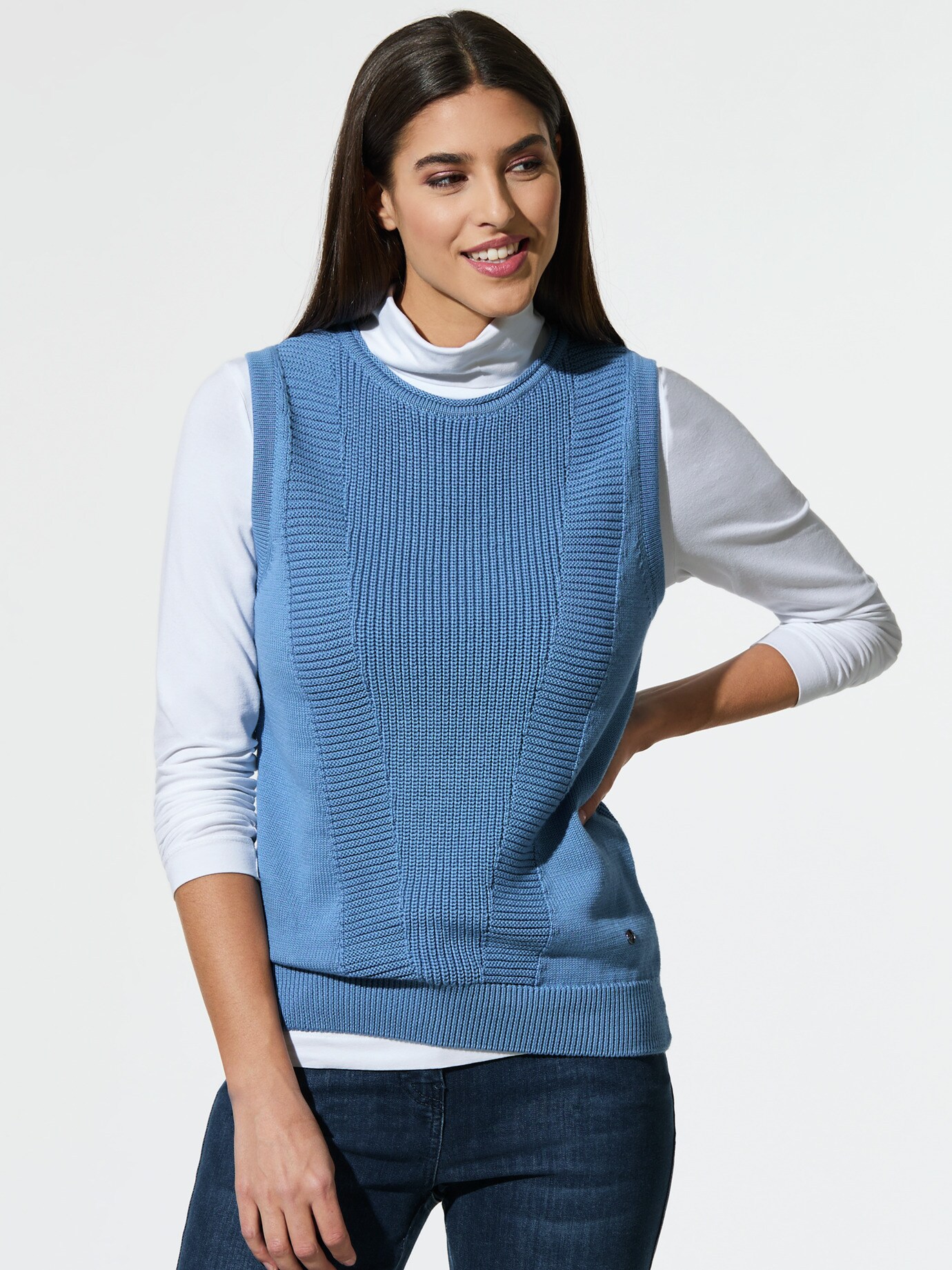 Baumwoll-Pullunder Perfect Match Jeansblau