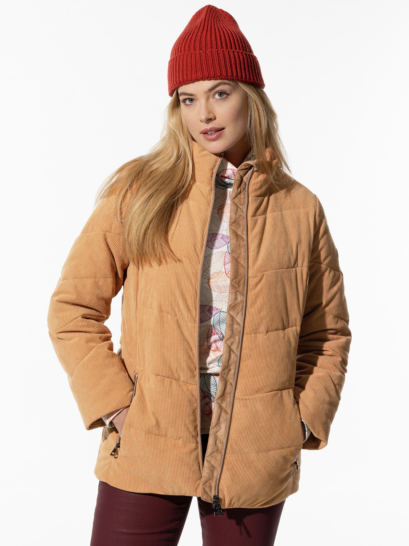 Softcord Steppjacke Mandel