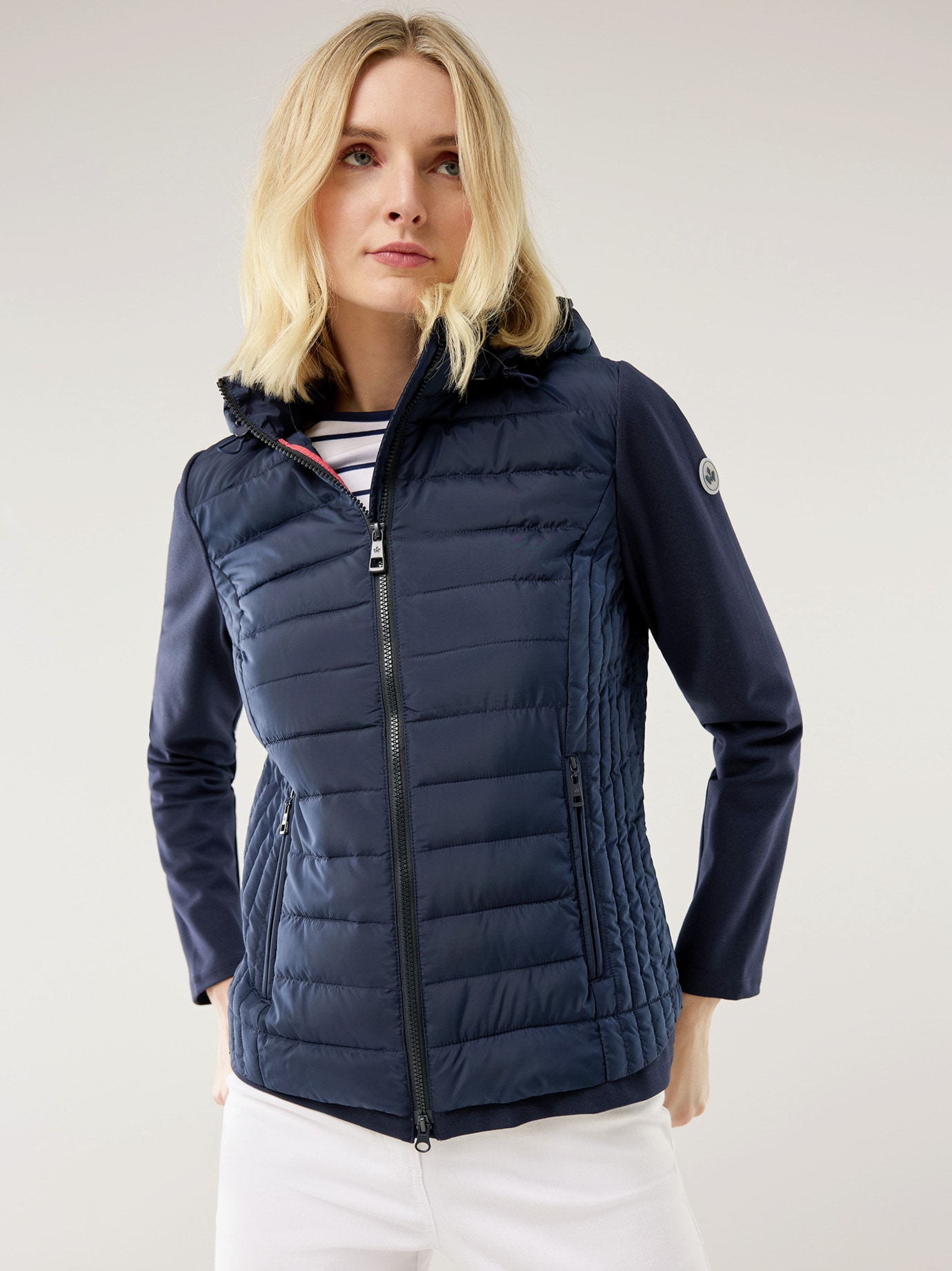 Steppjacke Materialmix Marine