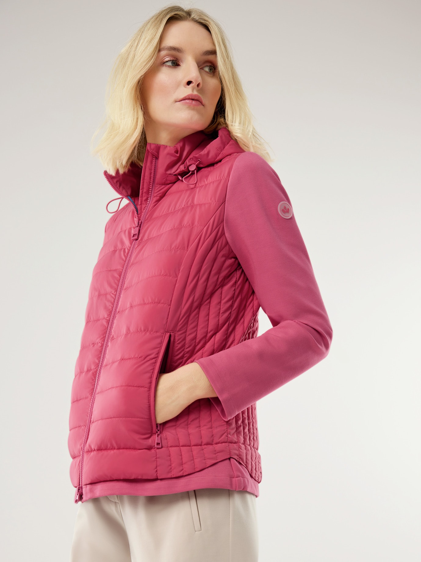 Steppjacke Materialmix Himbeersorbet