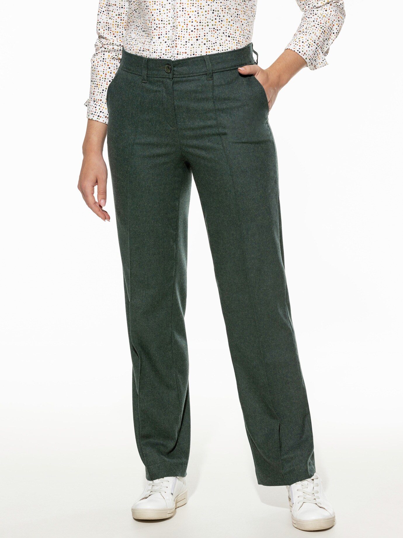 Premium Marlenehose Grün Melange