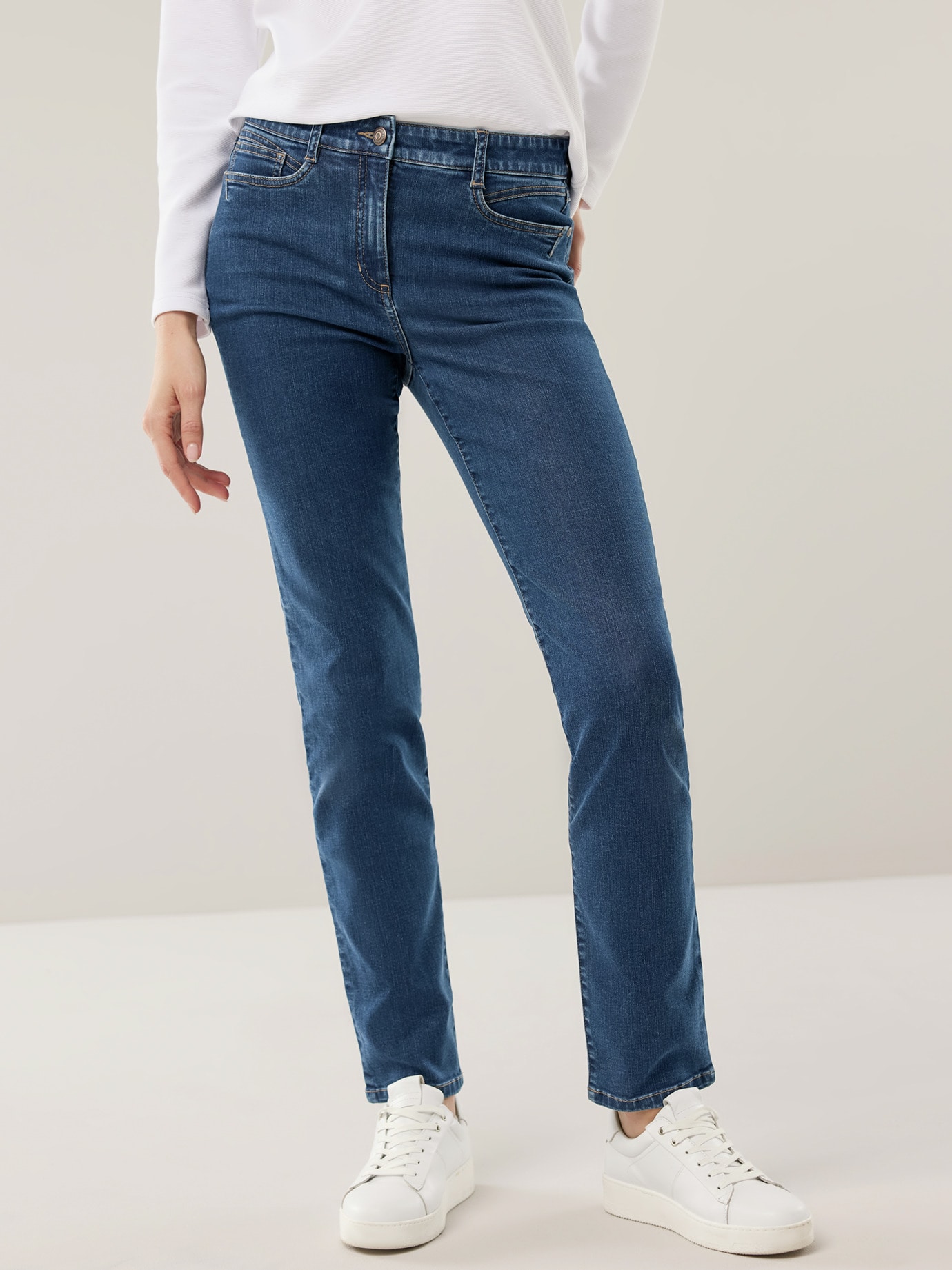 Five Pocket Highstretch-Denim Blue Stoned