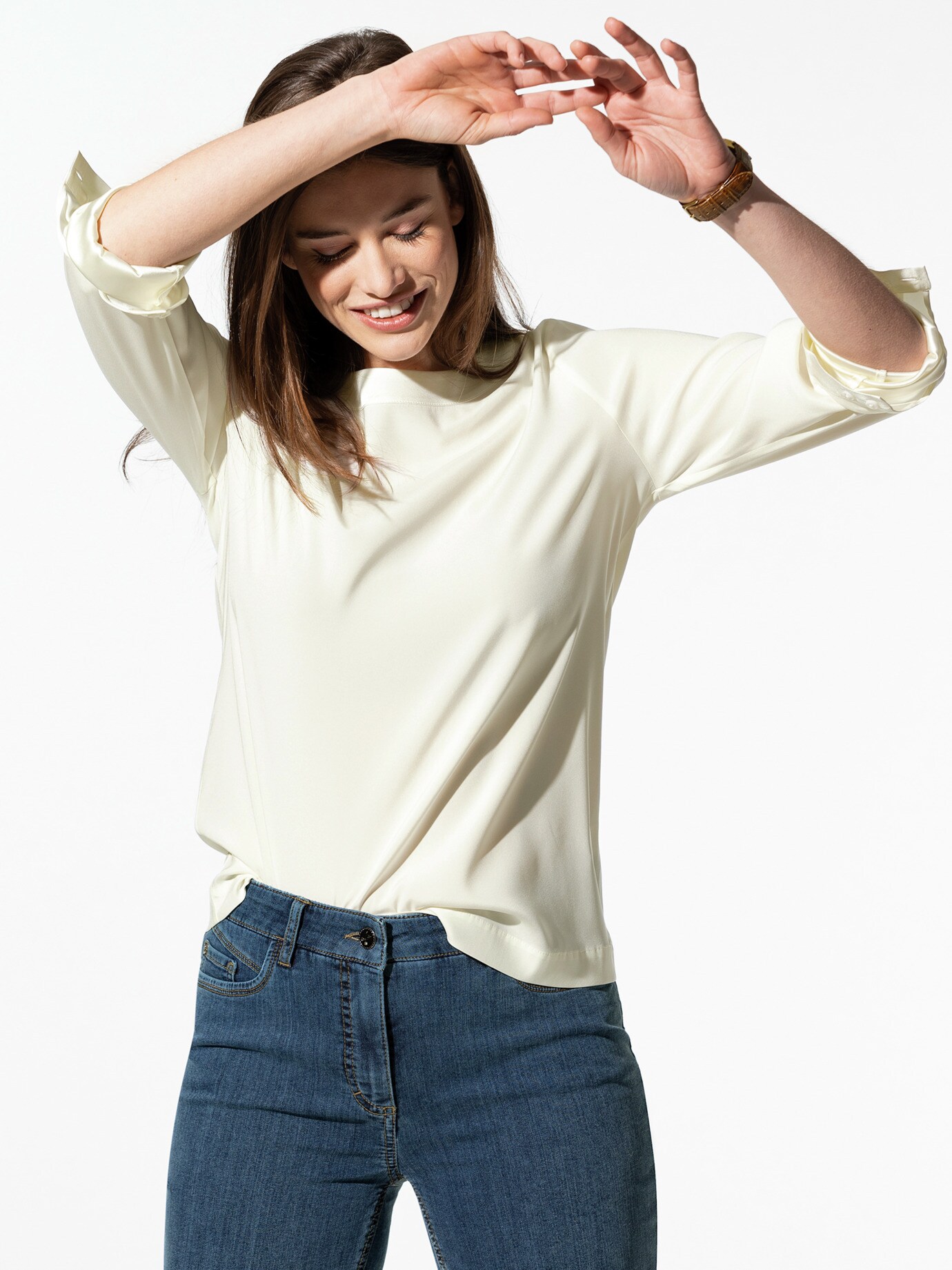 Seiden-Shirtbluse Edel-Basic Offwhite