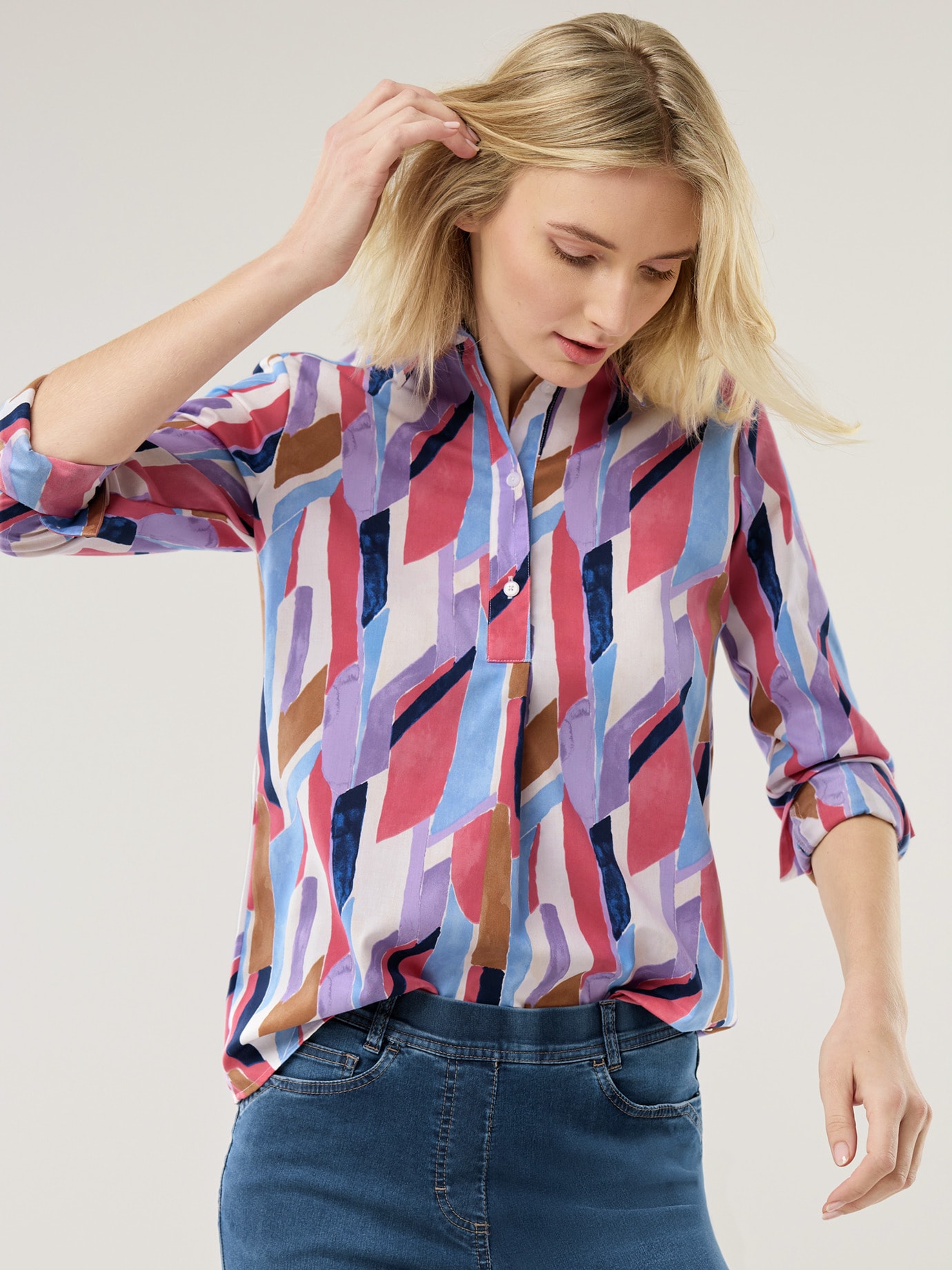 Extraglatt Polo Bluse Multicolor