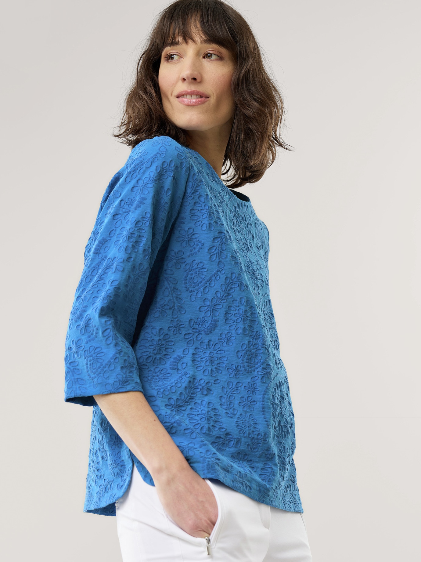 Jacquard Shirtbluse Königsblau