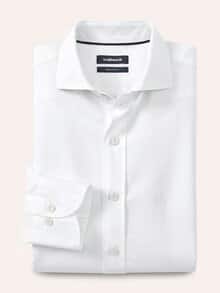 Leinen-Mix Hemd mit Haifischkragen Weiß