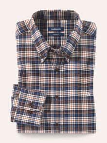 Soft-Flanell Hemd aus Baumwolle Karo Natur
