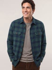 Flanell Overshirt aus Baumwolle Karo Grün