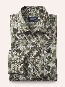 Extraglatt-Hemd Tropical Druck Oliv