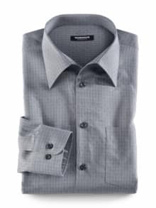 Extraglatt-Hemd Walbusch-Kragen Gitterkaro Grau