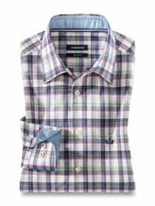 Easycare-Hemd Vier Jahreszeiten Karo Weiß