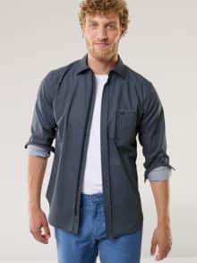 Extraglatt-Hemd Zip & Go Druck Marine
