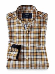 Stehkragen Flanell-Hemd Karo Safran